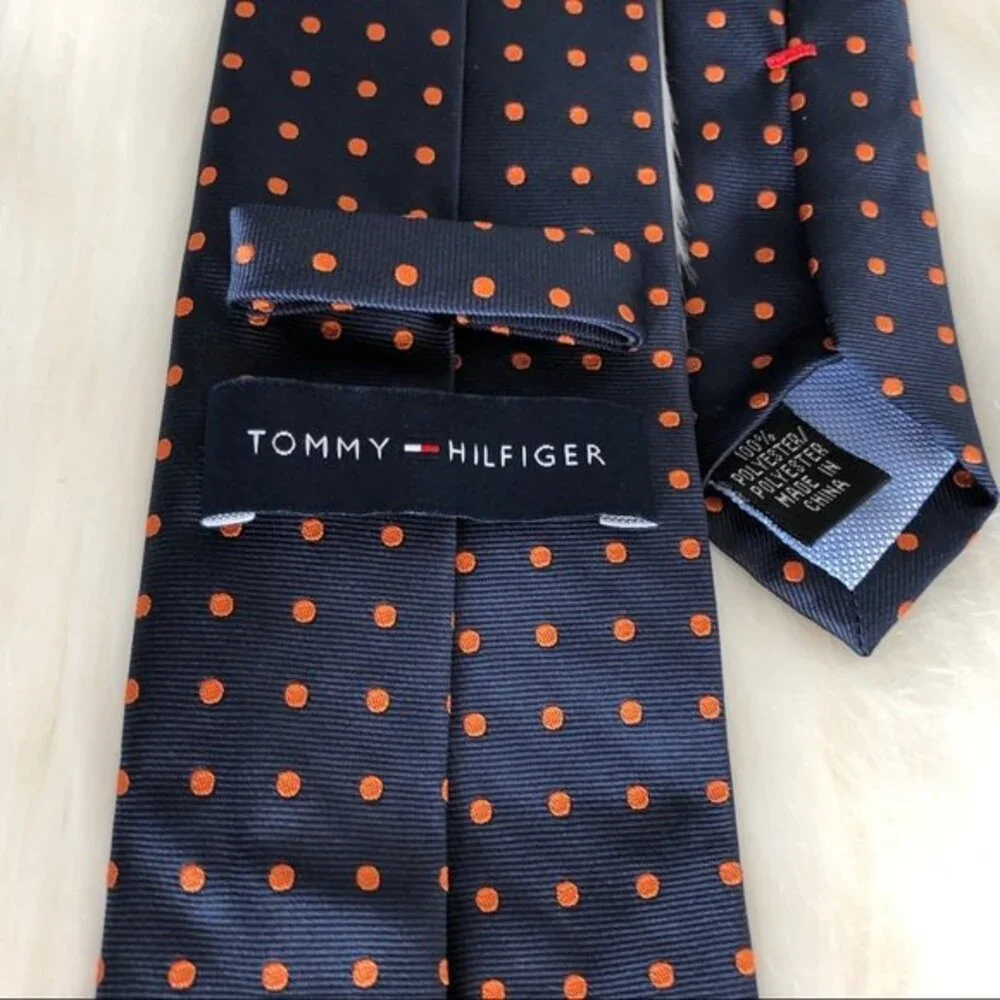 Tommy Hilfiger Navy Polka-dot Polyester Tie